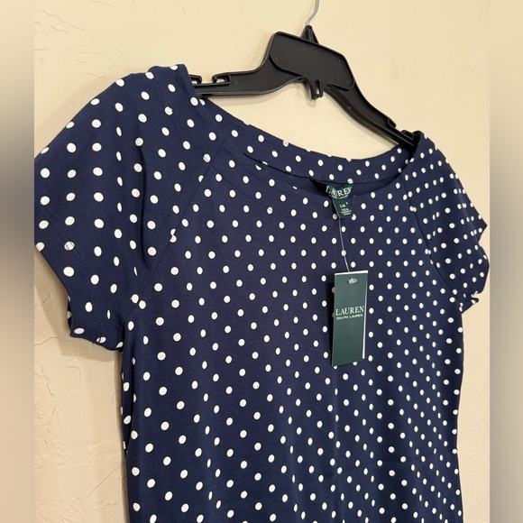 NWT Ralph Lauren Large Dark Blue White Polka Dots - Picture 3 of 5